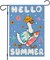 Hello Summer Garden Flags for Outside, Funny Goose with Surfboard Small Seasonal Decoration